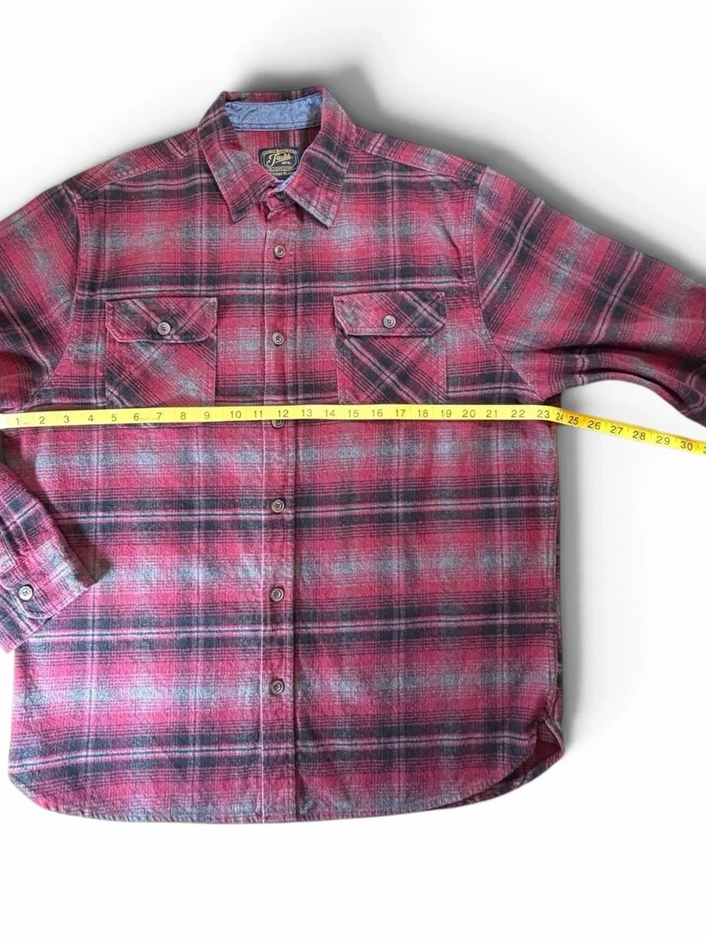 Jachs Men's Maroon Plaid Heritage Flannel Button-Up L